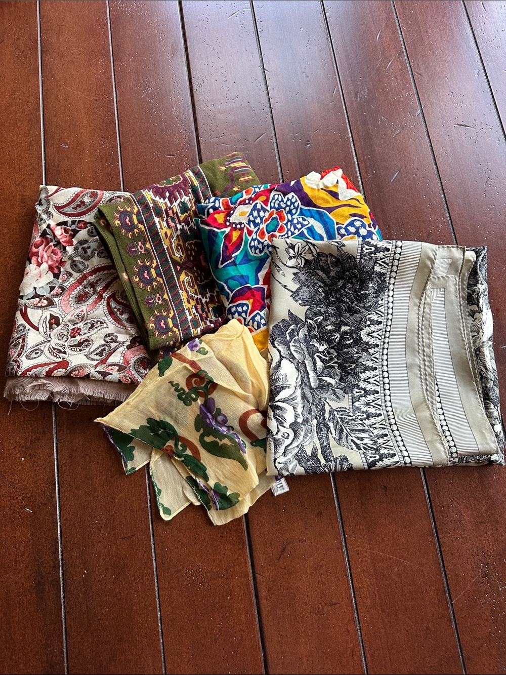 5 Assorted Multicolor Decorative Scarves